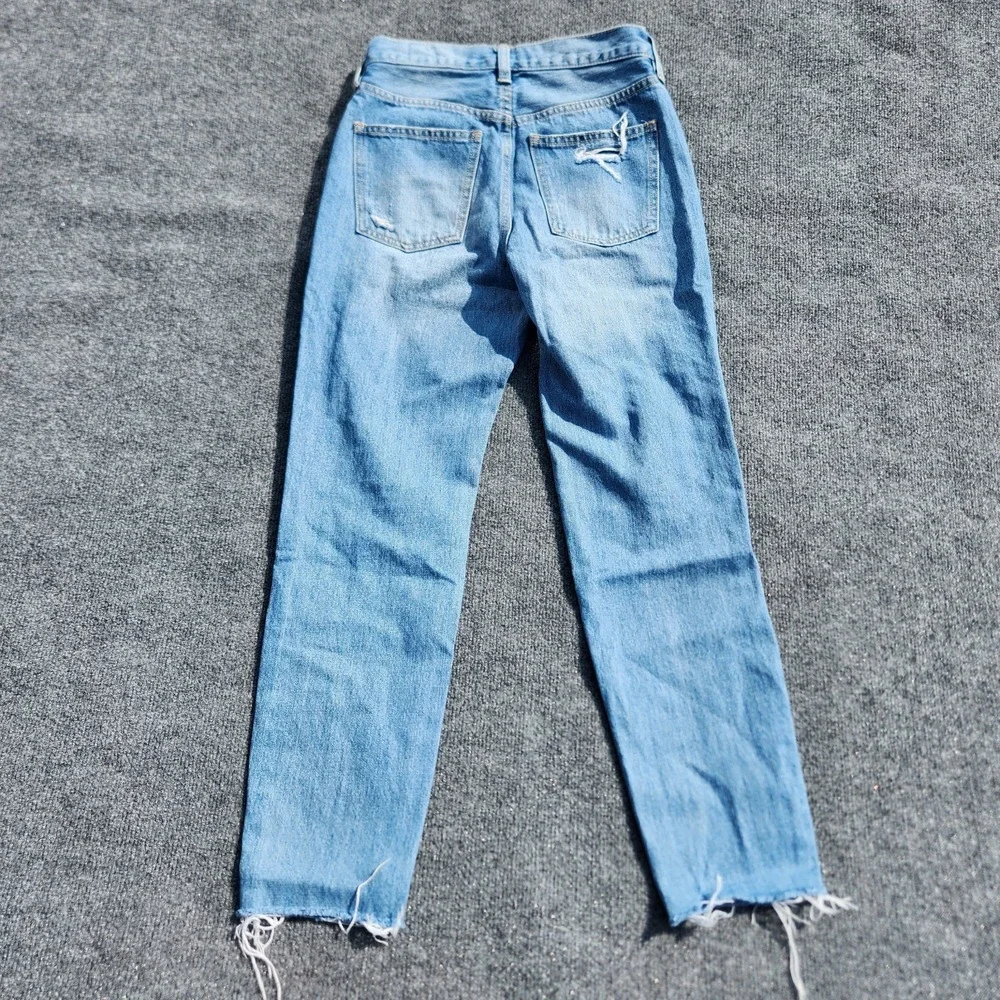 women's We The Free people Distressed Button Fly Jeans raw hem High Rise size 24